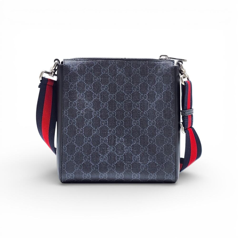 Gucci GG Supreme Small Messenger Crossbody Bag Black Gray 792082 - $1580 - Picture 2 of 9